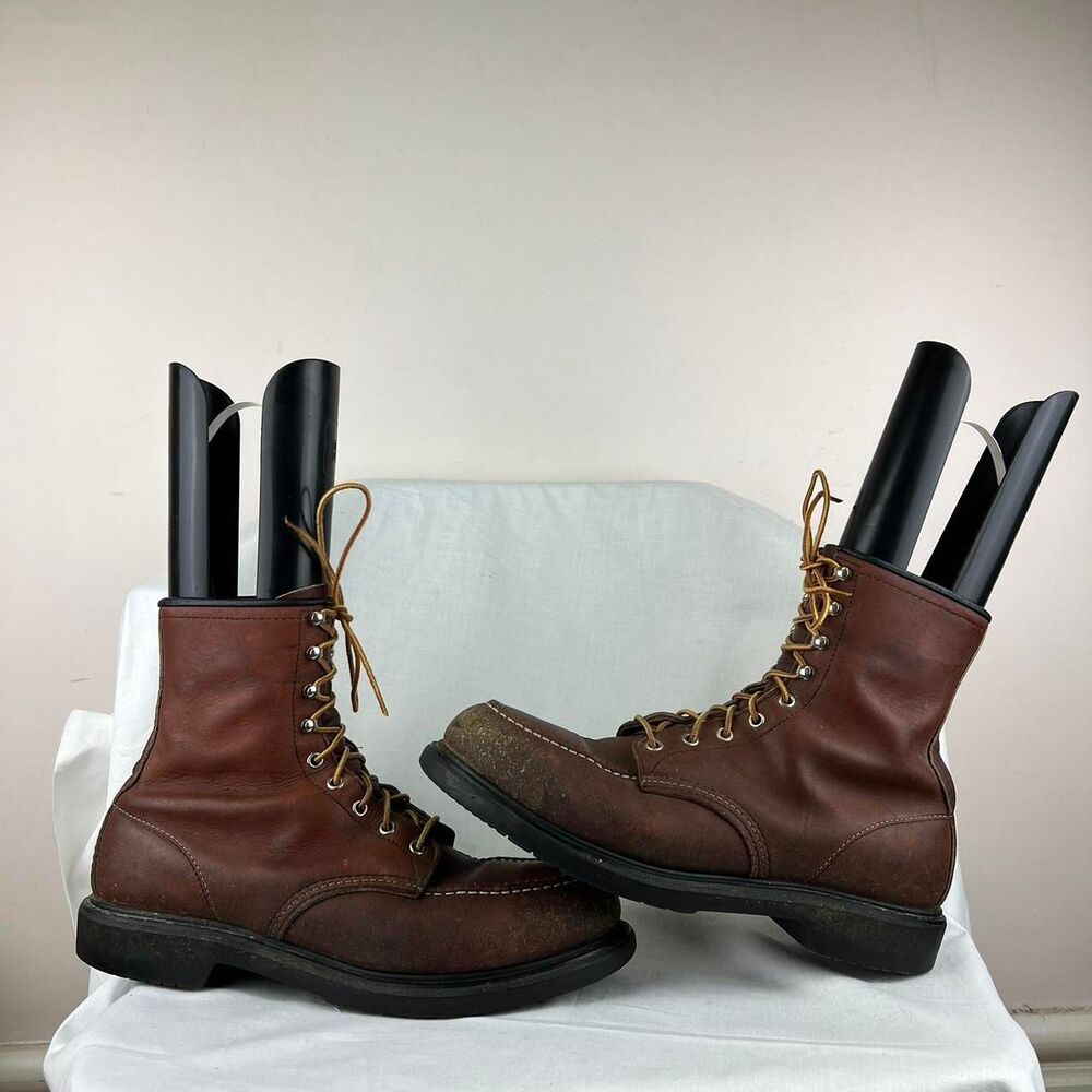 Vintage Red Wing Brown Leather Lace Up Boots With a Chunky Sole Size 12 D